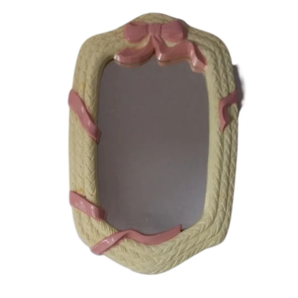 Vtg Homco Home Interiors Burwood White Pink Ribbon Mirror Hats Sconces 8pc Set